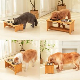 Medium Sized Dog Bowl Elevated Genuine Wood Feeding Station For Dogs And Cats Stainless Bowls