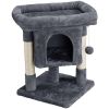2-Level Cat Tree Condo Tower with Plush Perch;  Dark Gray