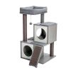 Cat Tree Luxury 34 Inches Cat Tower with Double Condos, Spacious Perch, Fully Wrapped Scratching Sisal Posts and Replaceable Dangling Balls Gray