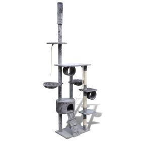 Cat Tree Scratching Post 87" - 94" 1 Condo Gray
