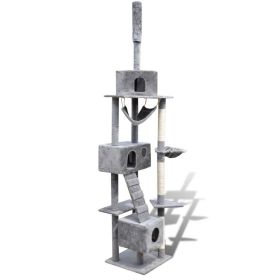 Cat Tree Scratching Post 87" - 94" 3 Condos Gray