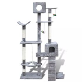 Cat Tree Scratching Post 69" 2 Condos Gray