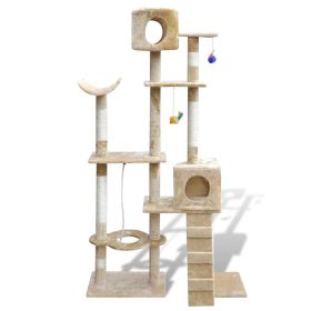 Cat Tree Cat Scratching Post 69 inch 2 Condos Beige