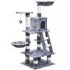 Cat Tree 48" Gray with Paw Prints Plush