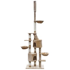Cat Tree Cuddles XL 90" - 102" Beige Plush