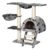 Cat Tree 41 inch Gray with Paw Prints 2 Scratching Posts
