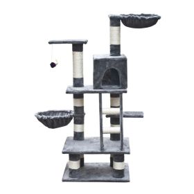 Cat Play Tree 48 inch Gray Plush