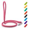 Rolled Leather Dog Leash 4Ft x 0.3 in for Small Medium Large Dogs Heavy Duty Pink Color