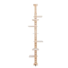 9' Adjustable Height Floor-to-Ceiling Cat Tree, Multi-Level Cat Vertical Cat Condo, Cat Climbing Frame Activity Center with Perching Shelves for Indoo