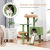 Cat Tree 41 Inches Cactus Cat Tower with Sisal Covered Scratching Post and Cozy Condo for Indoor Cats; Cat Climbing Stand with Plush Perch &Soft Hammo