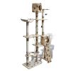 Cat Tree Scratching Post 69" 2 Condos Beige with Paw Prints