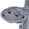 Cat Tree Scratching Post 87" - 94" 1 Condo Gray with Paw Prints