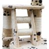 Cat Play Tree Cuddles XL 90.6- 102.4 inch Beige with Paw Prints