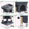 2-Level Cat Tree Condo Tower with Plush Perch;  Dark Gray
