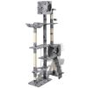 Cat Tree Scratching Post 69" 2 Condos Gray with Paw Prints