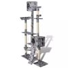 Cat Tree Scratching Post 69" 2 Condos Gray with Paw Prints