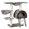 Cat Tree 41 inch Gray with Paw Prints 2 Scratching Posts