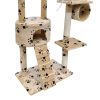 Cat Tree Scratching Post 87" - 94" 1 Condo Beige with Paw Prints