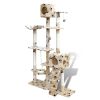Cat Tree Scratching Post 69" 2 Condos Beige with Paw Prints