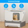 Foldable Cat Litter Box with Lid Enclosed Kitty Litter Box Anti Splashing Cat Toilet Tray with Litter Scoop