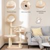 4-in-1 Large Wooden Cat Tower with Space Capsule Nest for Indoor Cats