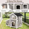 Outdoor 2-Story Wooden Feral Cat House with Escape Door