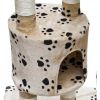 Cat Play Tree Cuddles XL 90.6- 102.4 inch Beige with Paw Prints