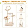 4-in-1 Large Wooden Cat Tower with Space Capsule Nest for Indoor Cats