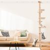 9' Adjustable Height Floor-to-Ceiling Cat Tree, Multi-Level Cat Vertical Cat Condo, Cat Climbing Frame Activity Center with Perching Shelves for Indoo