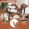 C- Shaped Cat Side Table Cat Tree with Scratching Board