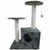 Cat Tree 28" Gray with Paw Prints Plush