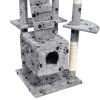 Cat Tree Scratching Post 87" - 94" 3 Condos Gray with Paw Prints