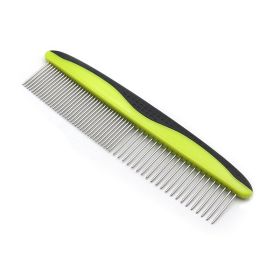 Dog Cat Comb to Remove Tangles and Knots and Matted Fur - Grooming Tool with Stainless Steel Teeth and Non-Slip Grip Handle