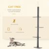PawHut Floor-to-Ceiling Cat Tree Cat Climbing Tower with Sisal-Covered Scratching Posts Natural Cat Tree Activity Center for kittens Cat tower furnitu