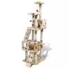 Cat Tree Scratching Post 67" 2 Condos Beige with Paw Prints