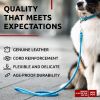 Rolled Leather Dog Leash 6Ft x 0.5 in for Small Medium and Large Dogs Heavy Duty Leash for Outdoor Walking Running Training Blue Color