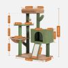 Cat Tree 41 Inches Cactus Cat Tower with Sisal Covered Scratching Post and Cozy Condo for Indoor Cats; Cat Climbing Stand with Plush Perch &Soft Hammo