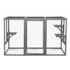 Spacious wooden cat cage with waterproof roof with adjustable pedals suitable - gray
