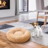 Pet Bed for Small Dogs and Cats Luxurious Faux Fur Donut Cuddler Soft Plush Fluffy Indoor Cat Bed, Light Yellow