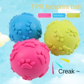 3pcs Pet dog toy 6cm ball with pawprint squeak toy TPR rubber ball