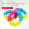 Pet rubber ring toys tri-color rubber prickly ring toss dog play toy bite-resistant toys for small to medium dog