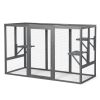 Spacious wooden cat cage with waterproof roof with adjustable pedals suitable - gray