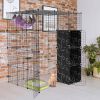 4Tier Cat Playpen Cage Black Iron Indoor Cat House Detachable Kitten House with Storage Shelves Cat Hammock