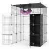 4Tier Cat Playpen Cage Black Iron Indoor Cat House Detachable Kitten House with Storage Shelves Cat Hammock