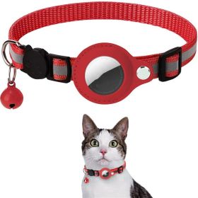 Reflective Collar Waterproof Holder Case For Airtag, Protective Cover Cat Kitten on Nylon Collar (Color: Red)