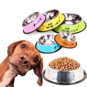 Pet Feeding Bowls Stainless Steel Non-slip Dog Bowl Durable Anti-spill Cat Puppy Feeder For Dogs (Color: Blue)