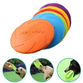 Pet UFO shape Frisbee Toy Small Medium Large Dog Frisbee Discs for Play and Training Interactive Toy Puppy Rubber Fetch Game 15CM (Color: Orange)