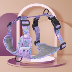 dog Harnesses; New style dog chest strap vest type for big dog chest strap escape proof easy walking dog reflective stitching (Specification (L * W): M, colour: purple)