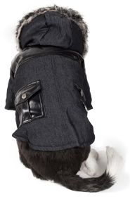 Ruff-Biker Denim Fashioned Wool Pet Coat (size: small)