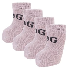 Pet Pink Knit Style Socks W/ Rubberized Soles (size: small)